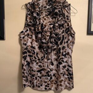 Sioni Ruffled Animal Print Blouse - Black and Brown